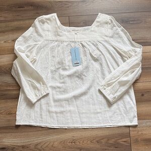 Rails Cream Cotton Gauze Peasant Blouse - Women's Long Sleeve Top